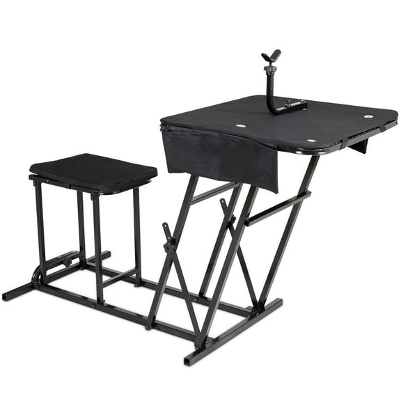 Gymax Folding Shooting Bench Seat with Adjustable Table Gun Rest Height Adjustable