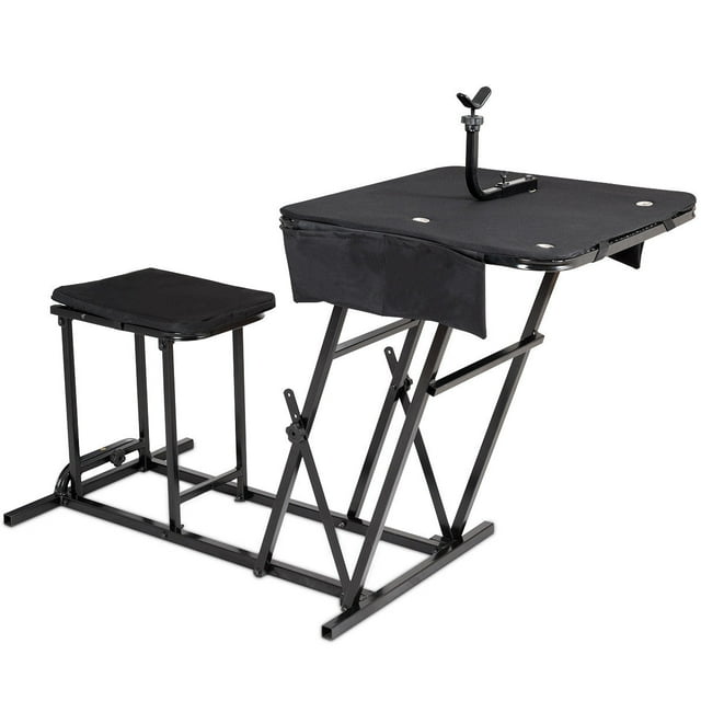 Gymax Banc de Tir Pliant avec Table Réglable Repose-Pistolet Hauteur Réglable