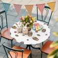 thumbnail image 5 of Round Fitted Tablecloth,Spring Plant Potted Cactus Flower Circle Table Cover Waterproof Table Cloth with Elastic Edge,Easter Floral Hearts Outdoor Tablecloths for Kitchen Picnic 55-60in, 5 of 9