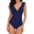 thumbnail image 1 of Women One Piece Swimsuit Ruffle Wrap Textured Beach Swimwear Bathing Suits, 1 of 4
