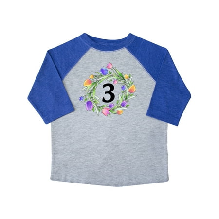 

Inktastic 3rd Birthday Tulip Flower Wreath Gift Toddler Boy or Toddler Girl T-Shirt