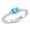 Blue Simulated Topaz, variant on Pink Cubic Zirconia Triple Sides Heart Promise Ring Sterling Silver Size 8