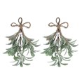thumbnail image 5 of Deyuer Artificial Mistletoe Branch Christmas Hanging Faux Mistletoe Ornament with Bow Glitter Leaves Simulated Mistletoe Branch for Garland Bouquet Door.White 2pcs, 5 of 8