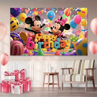 ป้ายแบนเนอร์ "สุขสันต์วันครึ่งปี" จาก Deloklte - ของตกแต่งวันครึ่งปีธีมมิกกี้เมาส์ สำหรับเด็กอายุ 6 เดือน