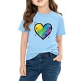 thumbnail image 4 of Rainbow Heart Shirt for Girls | Kids Valentine's Day Short Sleeve Cotton T-Shirt | Casual Graphic Tee Kids to Big Kid Blue,Size 4 T, 4 of 9