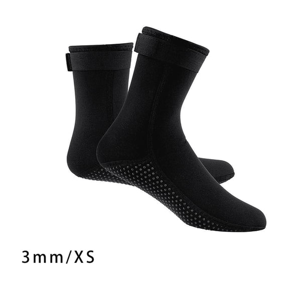 AUQ Wetsuit Socks,Soft Snug Beach Water Shoes,Secure Anti-Slip Swim Socks for Wet Surfaces,Black,XS