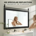 thumbnail image 4 of Hasipu 55"x36" Farmhouse Bathroom Mirror - Black Rustic Wood Framed Wall Mounted Mirror, Vintage Vanity Mirror with Barn Door Style for Bathroom Living Room Decor, 4 of 7