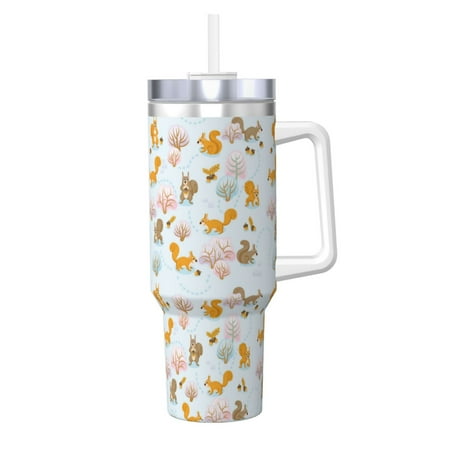 

Sikiie Squirrel In The Forest Insulated Stainless Water Bottle Lid Travel Mug Cup Insulated Tumblers Cup 40oz Ice Bully With Handle