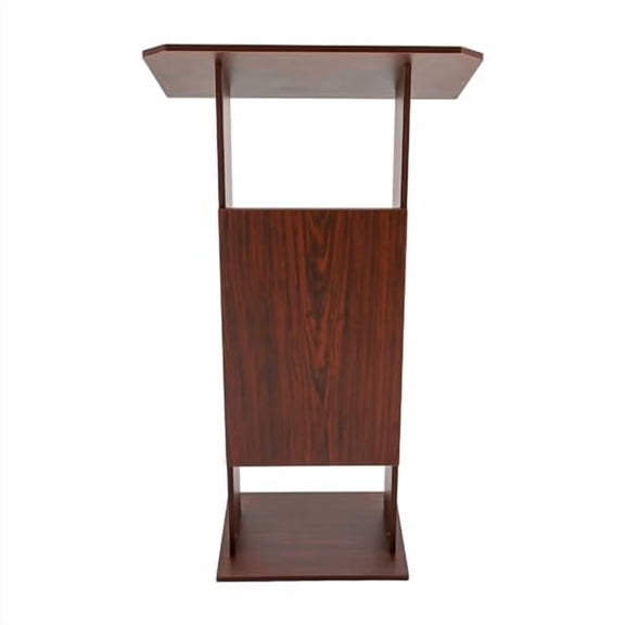 47.7" Height Wood Podium with Universal Wheels, Mobile Presentation Lectern Stand, Portable Stand Up Work Table for Pulpit Churches Conference School (Brown)