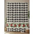 thumbnail image 4 of Christmas Poinsettia Small Stall Shower Curtain, Waterproof Shower Curtains for Bathroom, Black Plaid Xmas Botanical Washable Fabric Cloth Bath Curtain for Bathtub Decoration with Hooks 36x78 Inches, 4 of 6