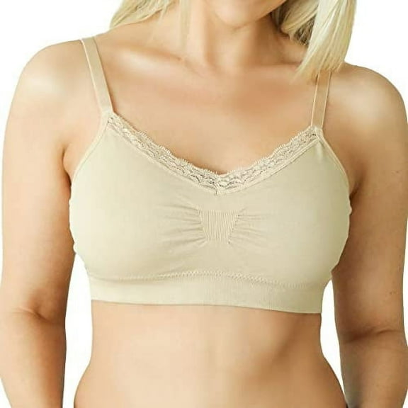 JOY BRA V-Neck with Lace Trim | Full Size (Nude)