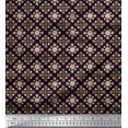 thumbnail image 1 of Soimoi Tissu Popeline de Coton Noir Aster & Roses Damassé Impressions par Yard 42 Pouces de Large, 1 of 5