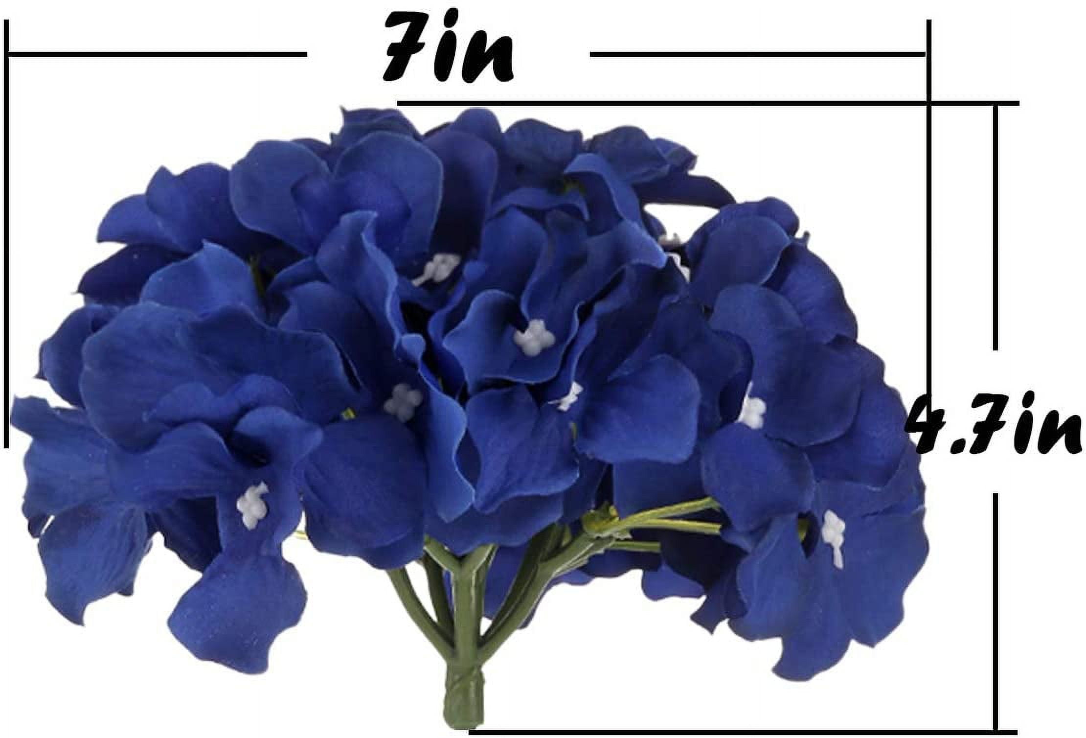 Silk Hydrangea Heads Artificial Flowers Heads with Stems for Home Wedding Decor,Pack of (Royal Blue)