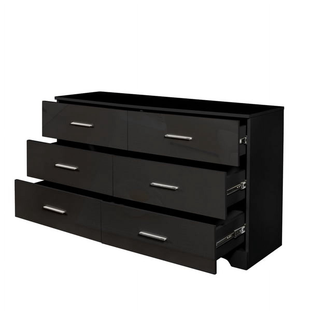 6 Drawer Double Dresser for Bedroom, Wide Storage Cabinet for Living Room Home Entryway, Black