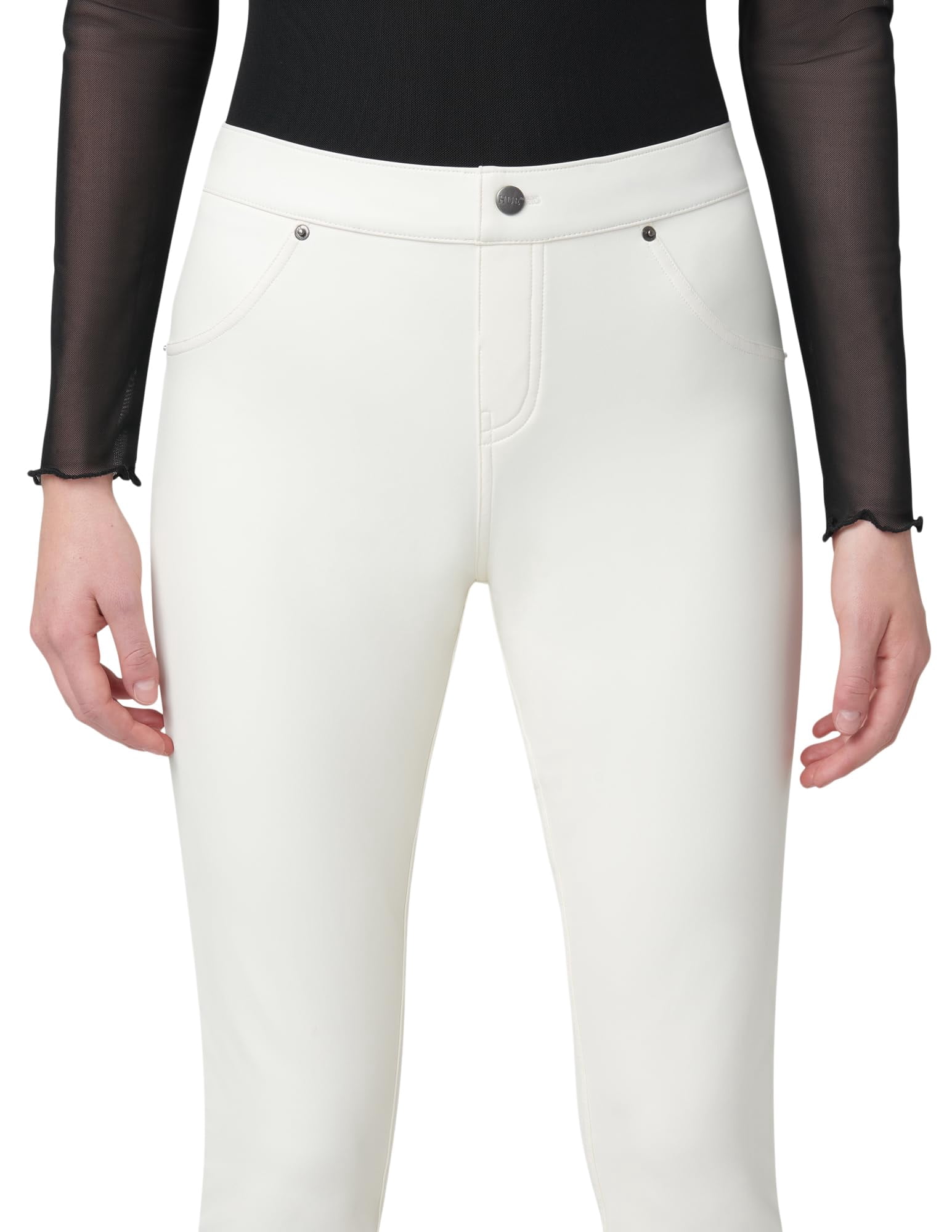 HUE Women's Faux Leather Leggings, Star White