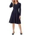 thumbnail image 2 of INSPIRE CHIC Women’s Elegant Office Dresses Square Neck Long Sleeve Pleated A-line Dress XL Dark Blue, 2 of 6