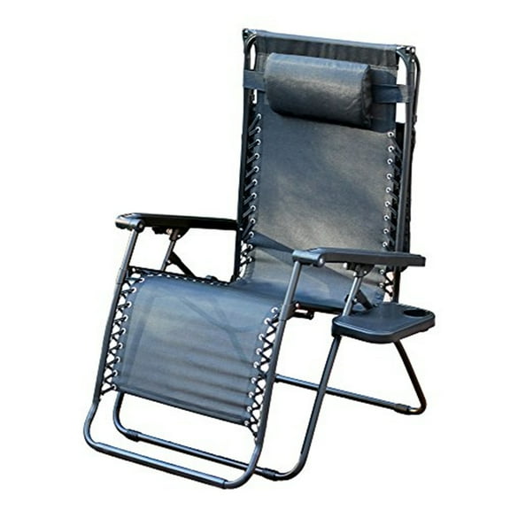 Set of 2 Jeco Oversized Zero Gravity Chair with Sunshade and Drink Tray - Black
