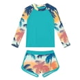 thumbnail image 5 of RXMEKW Swimsuit Set for Girls with Floral Print Two-Piece Beach Swimsuit for Kids Long Sleeve Rash Guard and Swim Shorts for Sun Protection and Swimming, 5 of 5