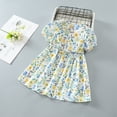 thumbnail image 2 of Odeerbi Toddler Girls Floral Dress Floral Printed Cotton Puff Sleeve Baby Dress Cute Kids Dresses 2-6 Years Blue, 2 of 4