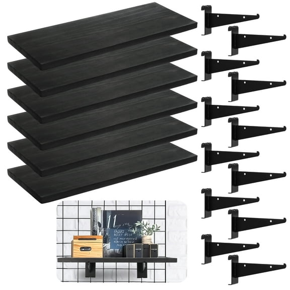 6 PCS Gridwall Shelves with Metal Brackets, 15.7 x 6 Inches Wooden Grid Wall Board with Metal Brackets, Grid Wall Organizer, Heavy Duty Gridwall Accessories for Living Room Garage Tool Room