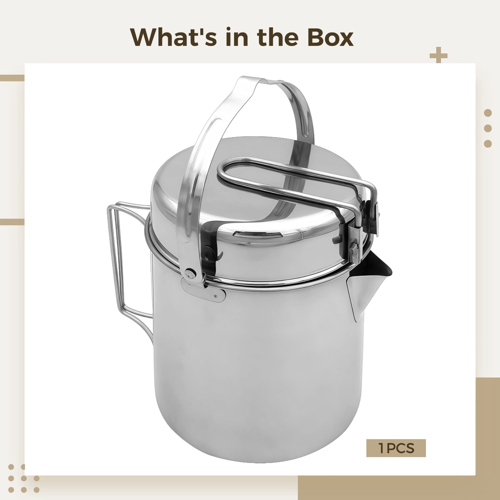 Stainless Steel Camping Pot Set, 2-in-1 Pot with Lid/Bowl, Compact Backpacking Cookware for Hiking, Camping, Survival, and Open Flame Cooking