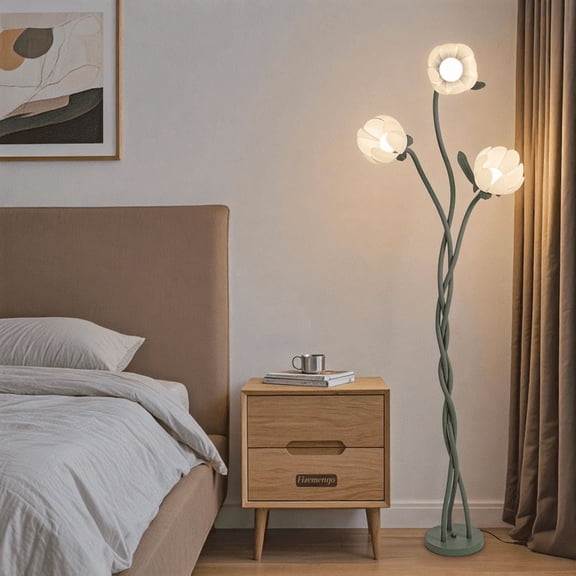 Floor Lamp, Tall 3-Head Flower LED, Modern Standing Lamp for Living Room, Bedroom, Study Room, Office