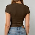 thumbnail image 7 of Lumtrix Womens Short Sleeve T Shirts - Summer Slim Fit Y2k Basic Tee Casual Crew Neck Tops for Workout Brown 2XL, 7 of 7