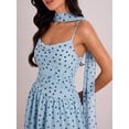 thumbnail image 3 of Aqua Blue Polka Dot Sleeveless Cinched Waist Maxi Dress With Choker Detail For Women, 3 of 6