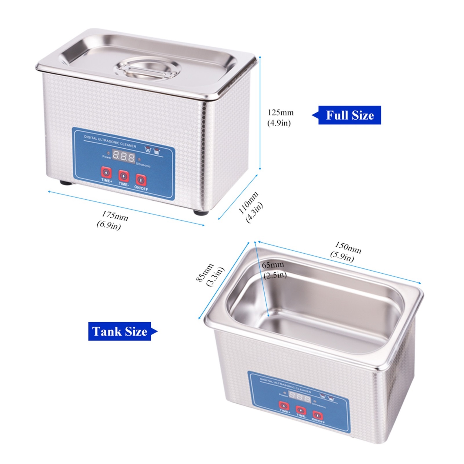 Digital Ultrasonic Cleaner Bath 0.8L 35W Stainless Tank Rust Oil Degreaser Fuel Nozzle Jewelry Ring Necklace Ultrasound Cleaning ,Strong Cleaning