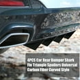 thumbnail image 2 of 4 Pack Car Rear Bumper Shark Fin Triangle Spoiler Universal Carbon Fiber Curved, 2 of 7
