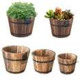 thumbnail image 1 of D-GROEE Rustic Wooden Succulent Planter Bucket with Handle Flower Planter Plant Pots Boxes Container Water Wishing Well Pail Patio Garden Backyard Primitive Planter Outdoor Indoor Home Decor, 1 of 6