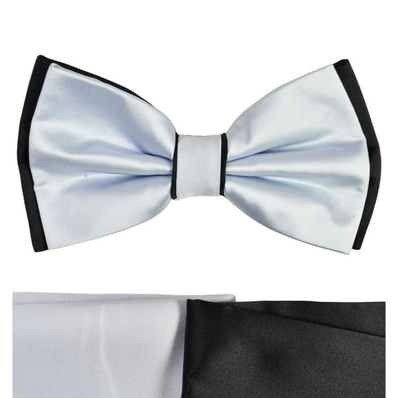 Silver and Black Bow Tie with 2 Pocket Squares