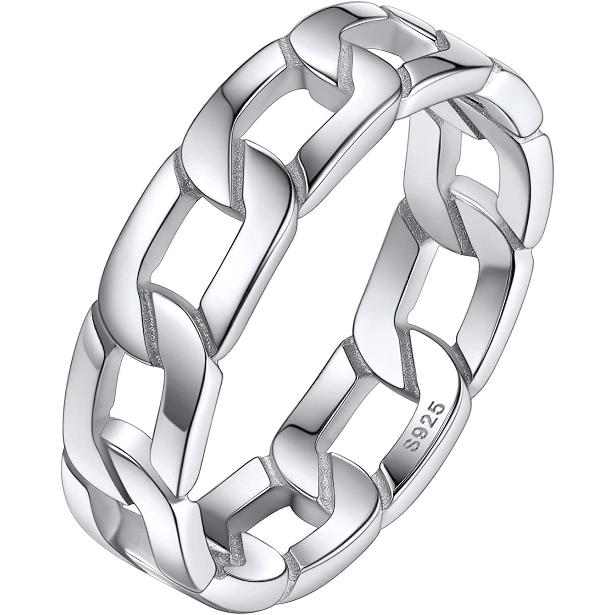 OSLEI Sterling Silver Sturdy Celtic Knot/Cuban Link Chain Rings