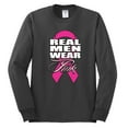 thumbnail image 2 of Real Men Wear Pink Awareness Mens Long Sleeve Shirt, Charcoal, Medium, 2 of 3