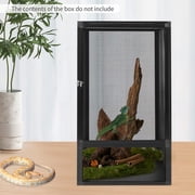 Miumaeov Reptile Tall Glass Terrarium,Small Rainforest Habitat Reptile Terrariums Tank for Geckos, Snakes, Lizards, Chameleons,Superior Ventilation, Easy Feeding