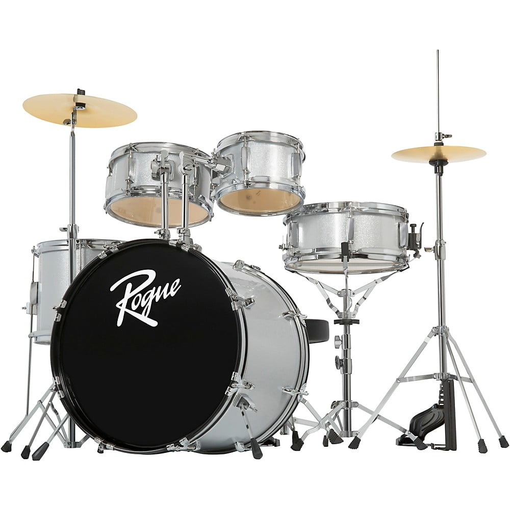 Rogue Junior Kicker 5Piece Drum Set Metallic Silver