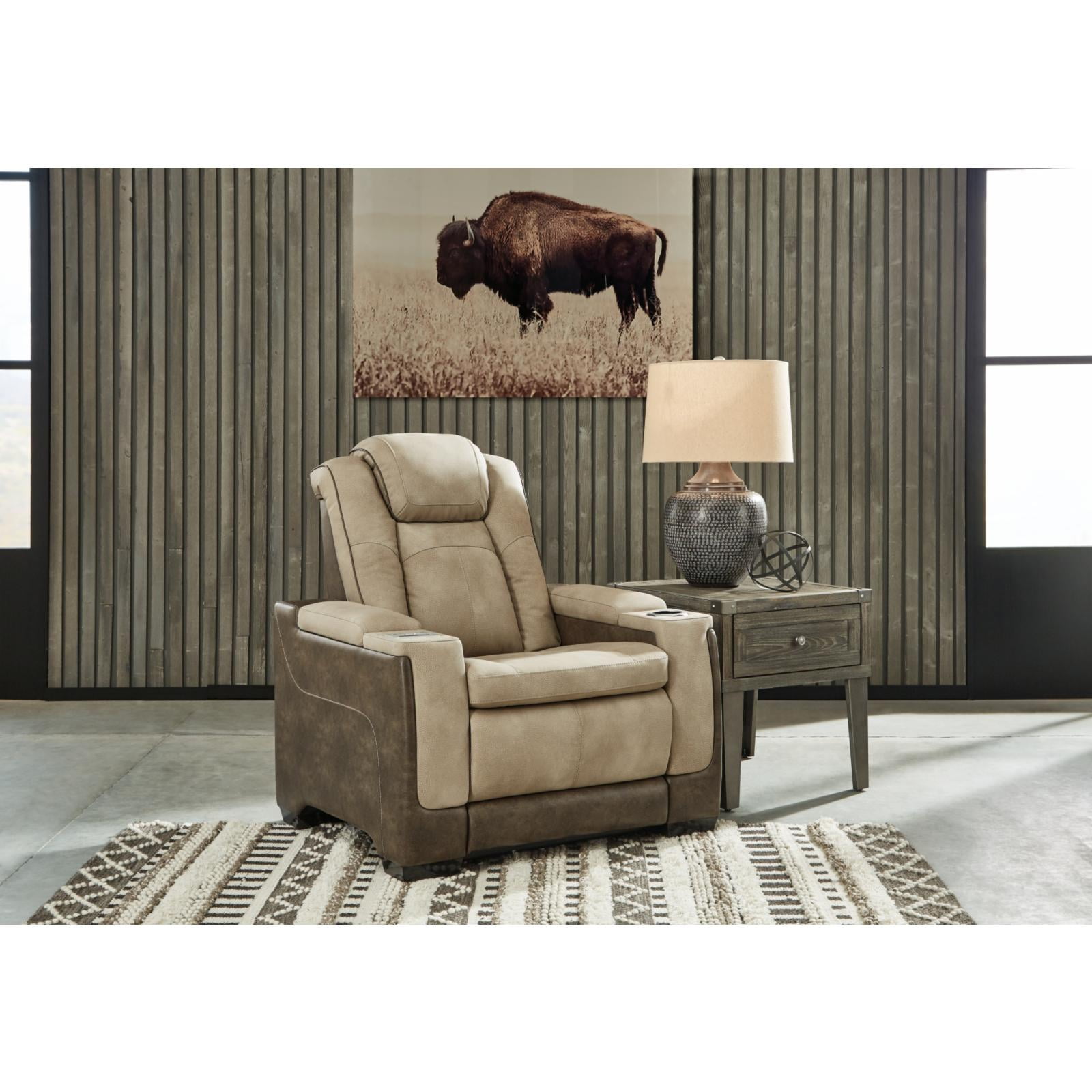 Ashley Furniture Next-Gen DuraPella Faux Leather Power Recliner in Brown