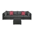 thumbnail image 5 of 5-Piece Outdoor Patio Rattan Wicker Sofa Conversation Set with Coffee Table and Cushions, Espresso/Gray, 5 of 16