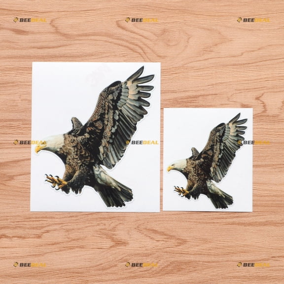 Bald Eagle Swoop Vinyl Decal Sticker American Patriotic - 2 Pack Glossy, 4 Inches, 6 Inches - for Car Boat Laptop Cup Phone 09010A