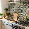 thumbnail image 4 of 24PCS Mediterranean Style Peel and Stick Wall Tile Decals - 6"x6" Vintage Waterproof Vinyl Moroccan Bohemian Stickers for Kitchen Backsplash, Bathroom, Stair Riser Decor, 4 of 9