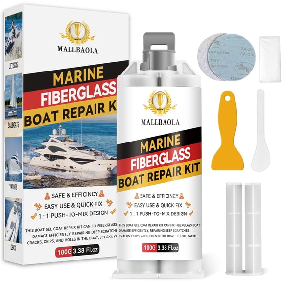 Kit de reparación de fibra de vidrio Mallbaola Marine para barcos, color blanco