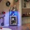 thumbnail image 3 of Industrial de esquina bar gabinete con iluminación led, glass holder y adjustable estante - gris muebles para small spaces, 3 of 7