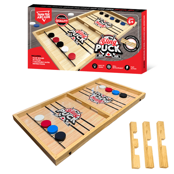Tradeopia Fast Sling Puck Game - 58 x 30 cm, with 3 swappable Gates