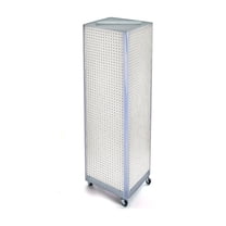 Azar 60"(H) x 16"(W) 4-Sided Pegboard Floor Display With Wheels White 700406-WHT