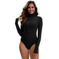 thumbnail image 4 of Unique Bargains Women's High Neck Tops Slim Fit Bodysuit Jumpsuit S Black, 4 of 6