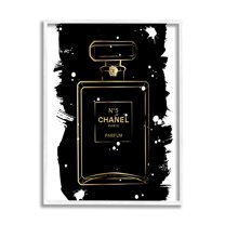 Stupell Industries Black Glam Perfume Beauty & Fashion Painting White Framed Art Print Wall Art, 11 x 14