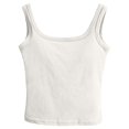 thumbnail image 5 of HOCIRET Tank Top with Built In Bra for Women Adjustable Spaghetti Strap Tops Solid Scoop Neck Padded Cami Shirt Y2k Layering Shapewear White One Size, 5 of 5