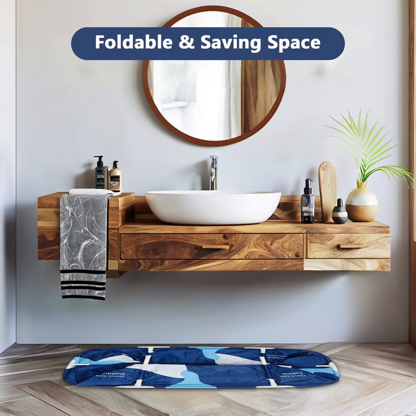RICHYOUNG 55"Large Foldable Bathtub for Adult Kids, Portable Family Bath Tub for Ice Hot Bath(Blue)