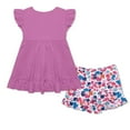 thumbnail image 2 of Millie Loves Lily Violet Angel Sleeve Top & Block Floral Print Shorts Set,(Size 3T-12),2PCS, 2 of 2