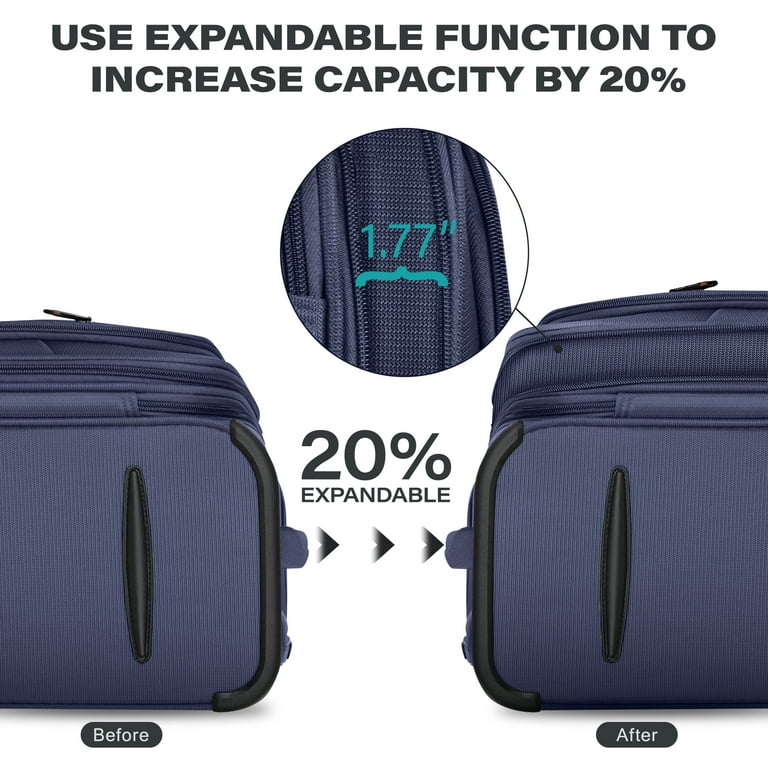 20 inch Softside Carry-on Luggage for Airplane Expandable Spinner
